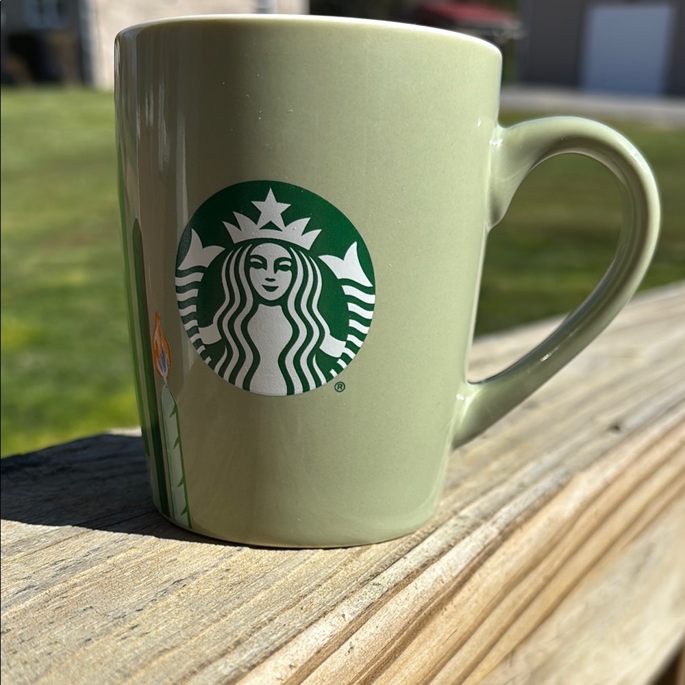 Starbucks Jade Green 2021 Happy Birthday Candles Ceramic Mug